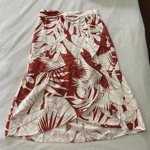 Madewell Linen-Blend Ruffle-Wrap Midi Skirt in Tropical Vacation